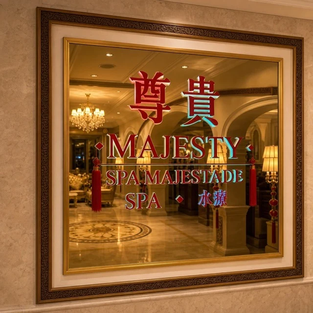 澳門桑拿持牌監管與業態演進:政府特許水療牌照、每週體檢制度與老玩家防坑守則 - Macau Majesty Spa Entrance Mirror Signboard 實景實拍